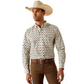Ariat Men's Judas Fitted Shirt in white & brown pattern - Front