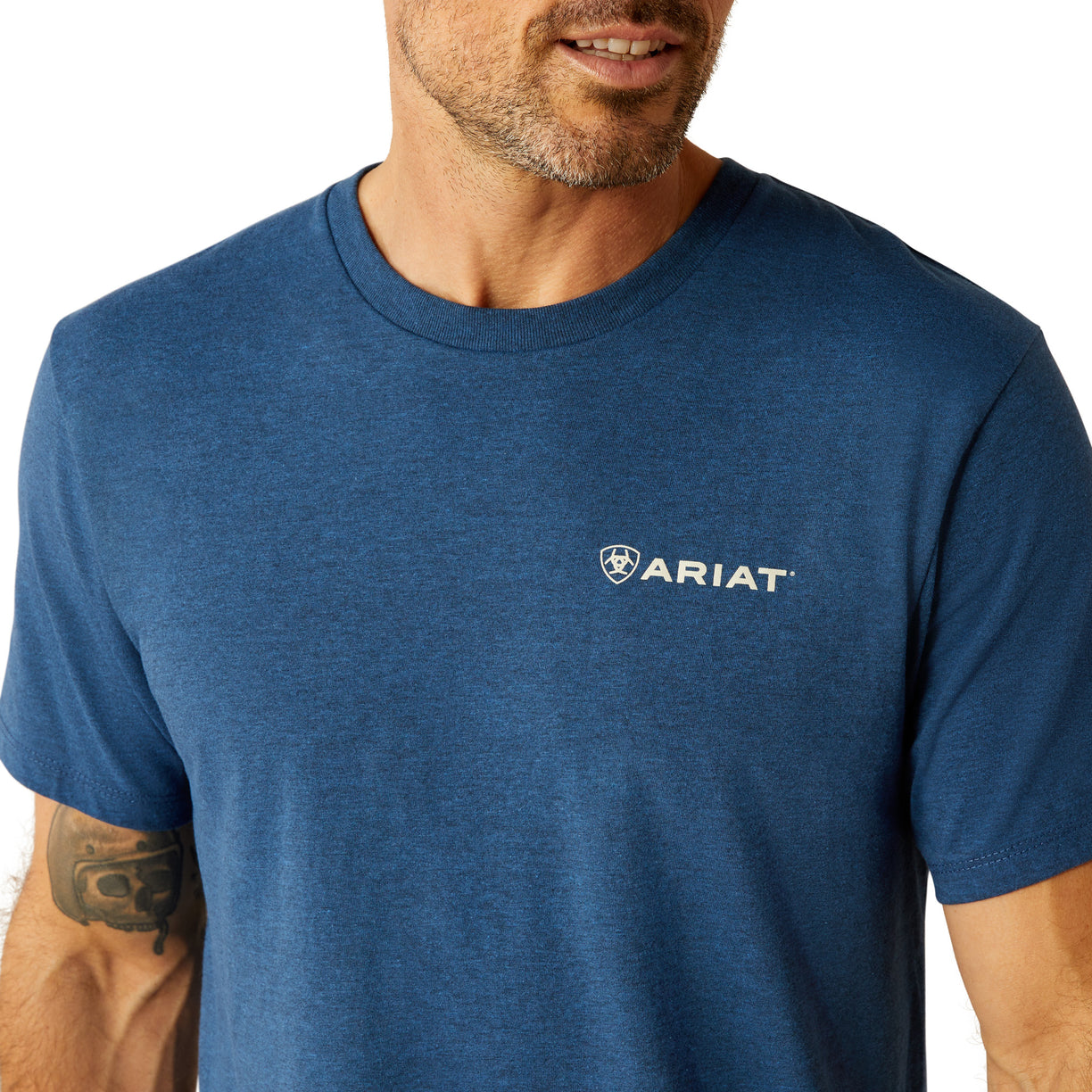 Ariat Men's Line Frame Hex T-Shirt in Denim Black Heather Colour Detail