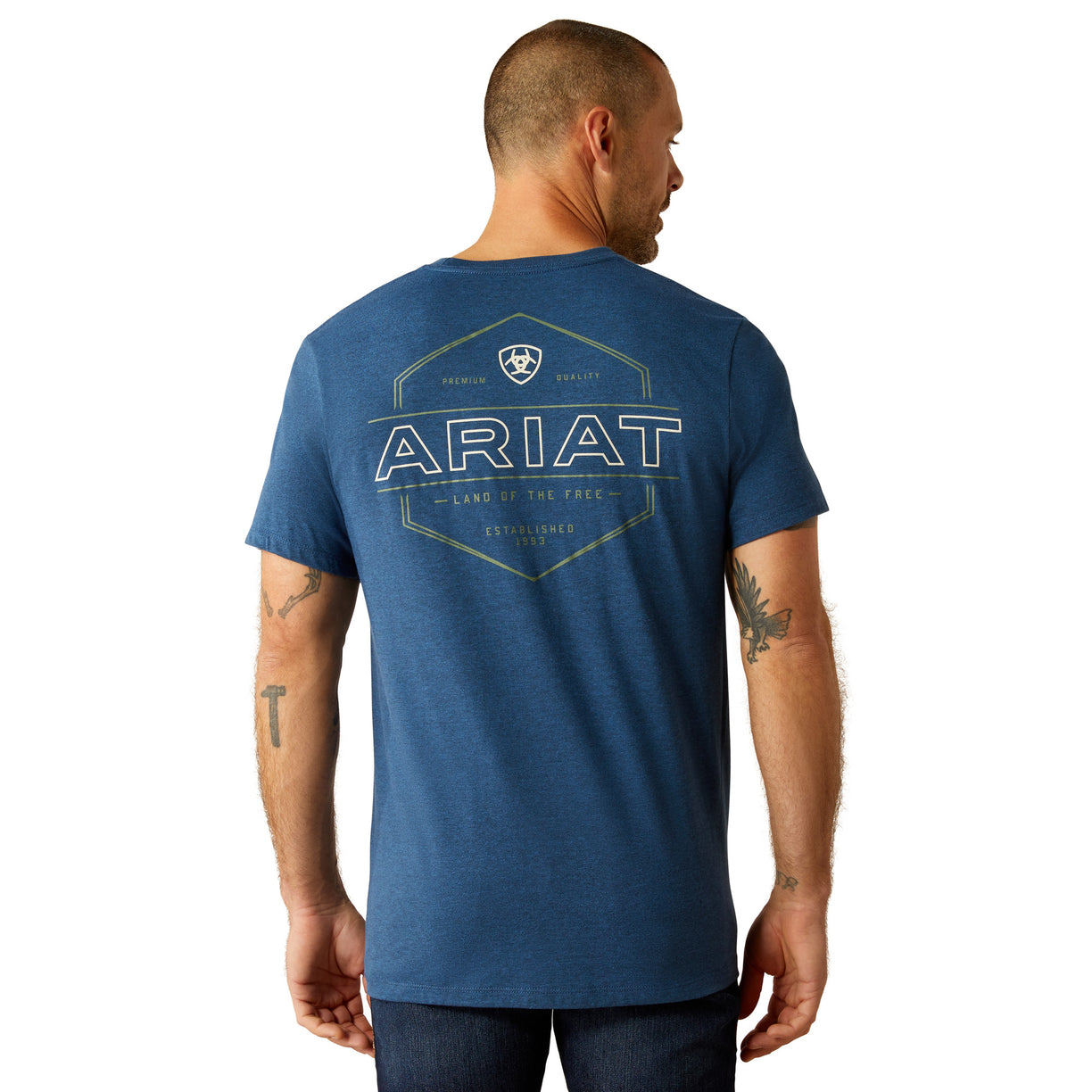 Ariat Men's Line Frame Hex T-Shirt in Denim Black Heather Colour Back