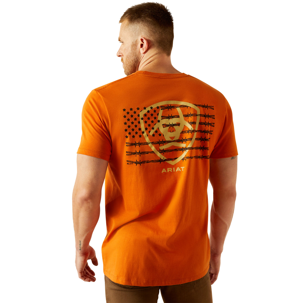 Ariat Men's Barb Shield T-Shirt in Rust Colour Back
