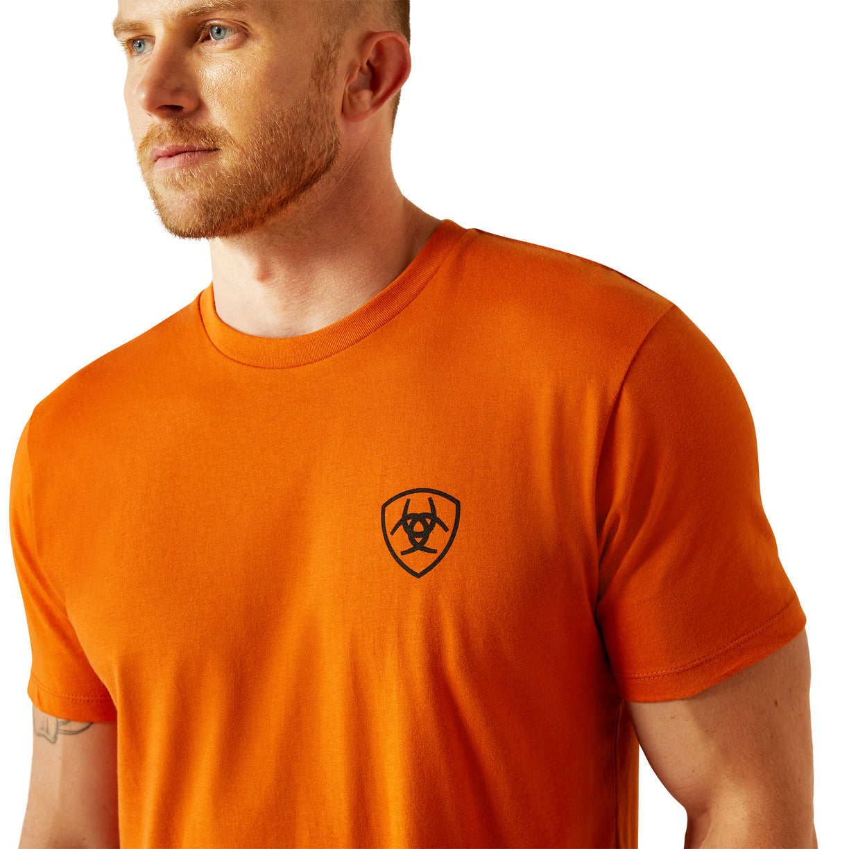 Ariat Men's Barb Shield T-Shirt in Rust Colour Detail