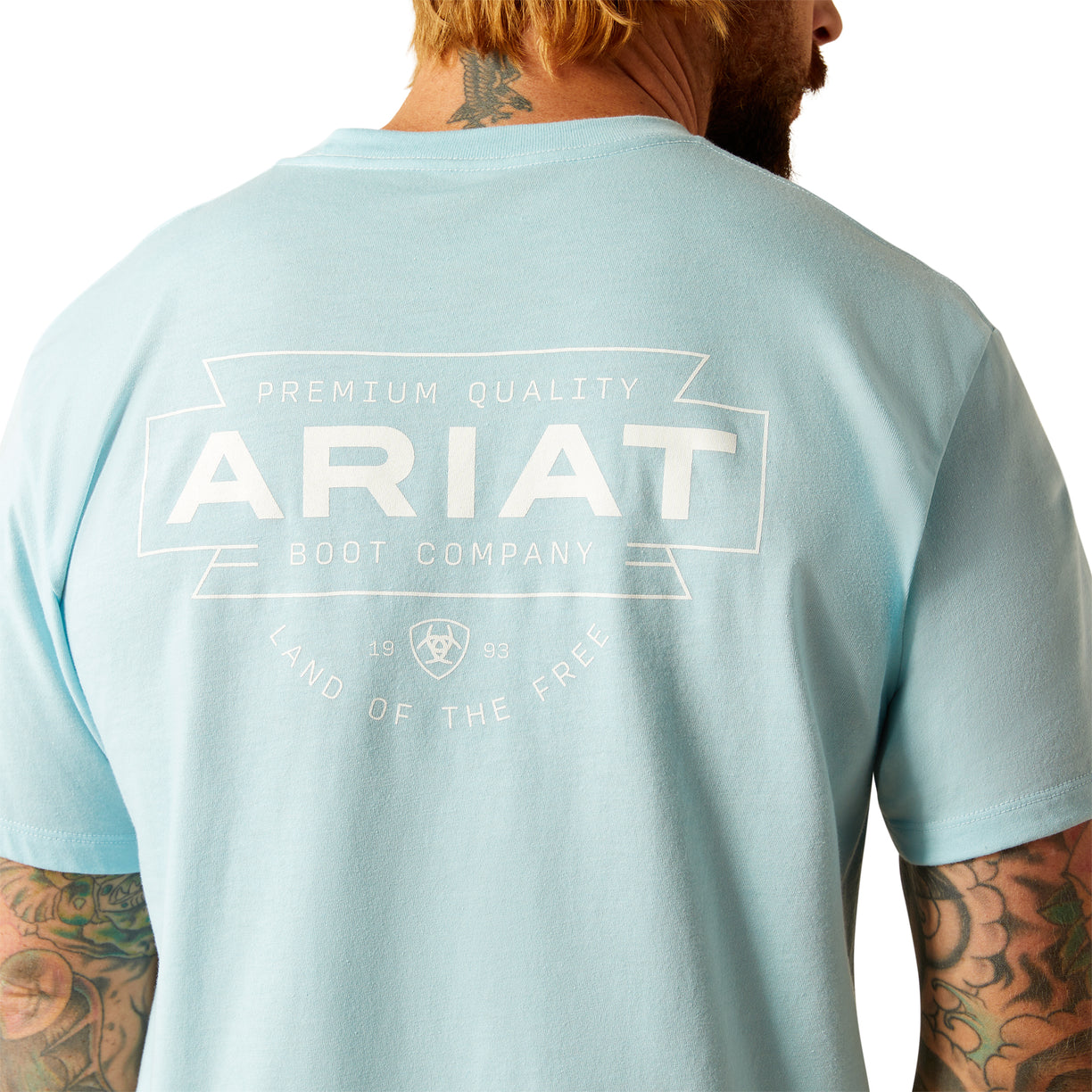 Ariat Men's Southwest Simple T-Shirt in Sky Blue Heather Colour Detail