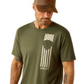 Ariat Men's Patriot Stripe T-Shirt in Surplus Green Colour Detail