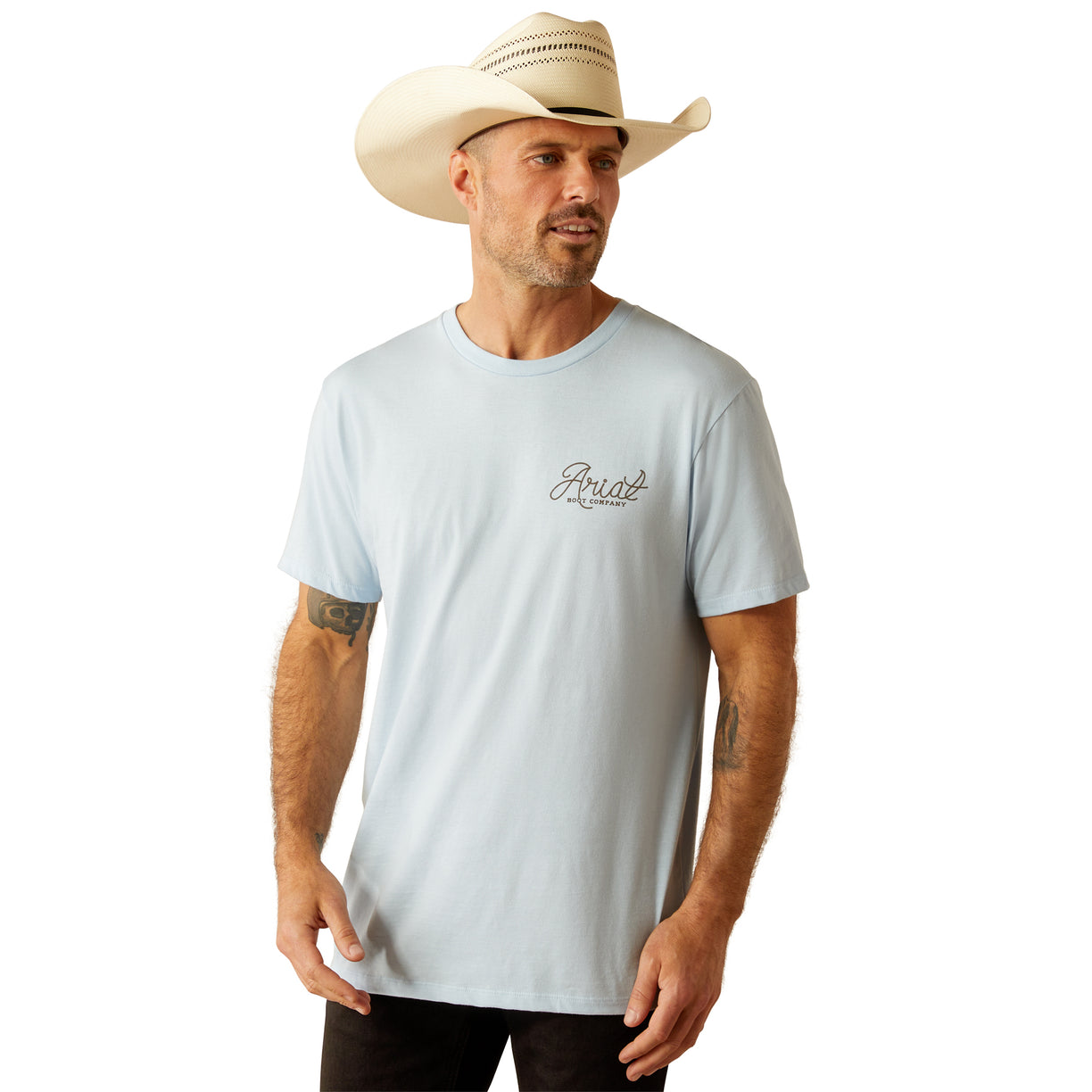 Ariat Men's Cactus Roper T-Shirt in Sky Blue Colour Front