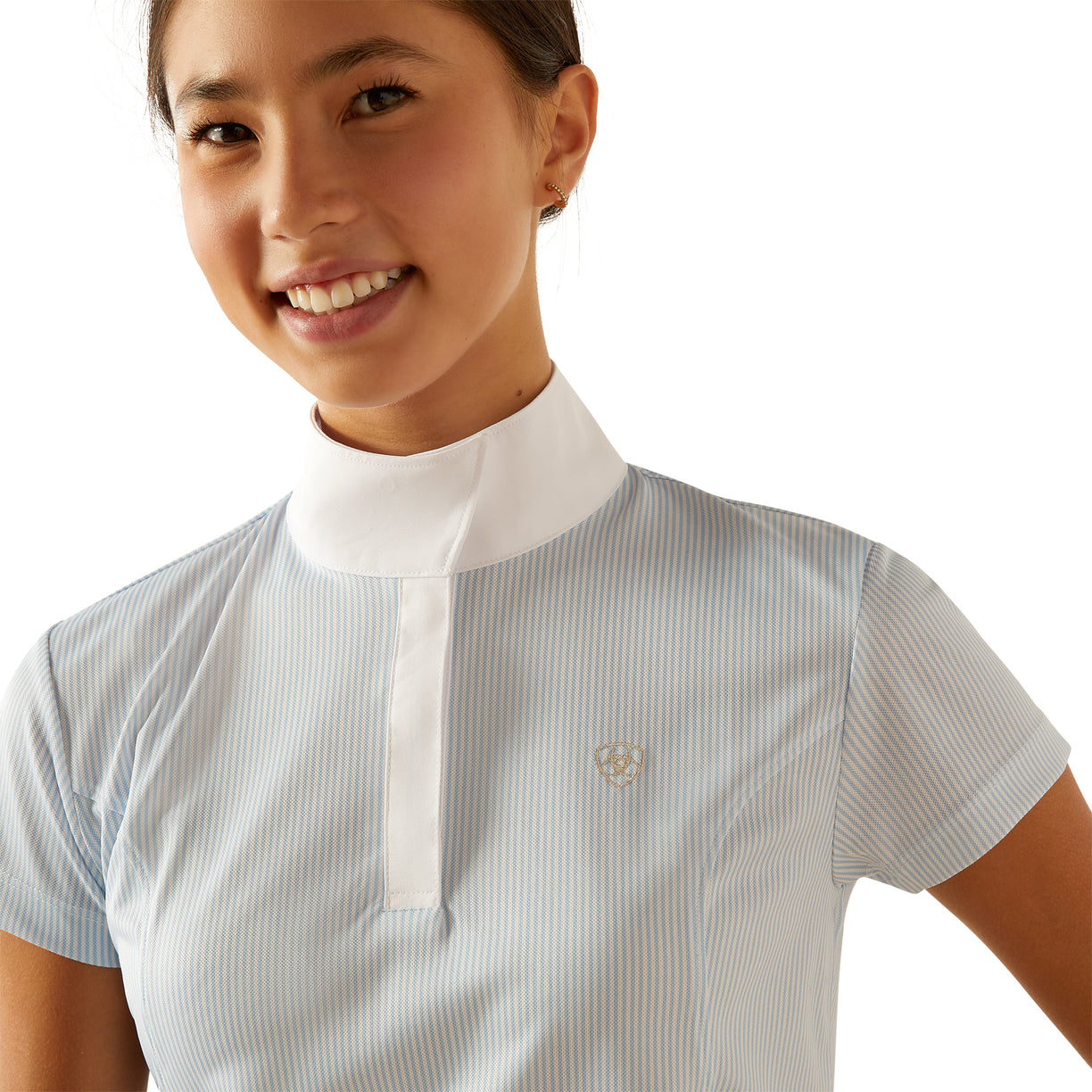 Ariat Kid's Aptos Show Shirt in Blue Stripe Pattern Detail