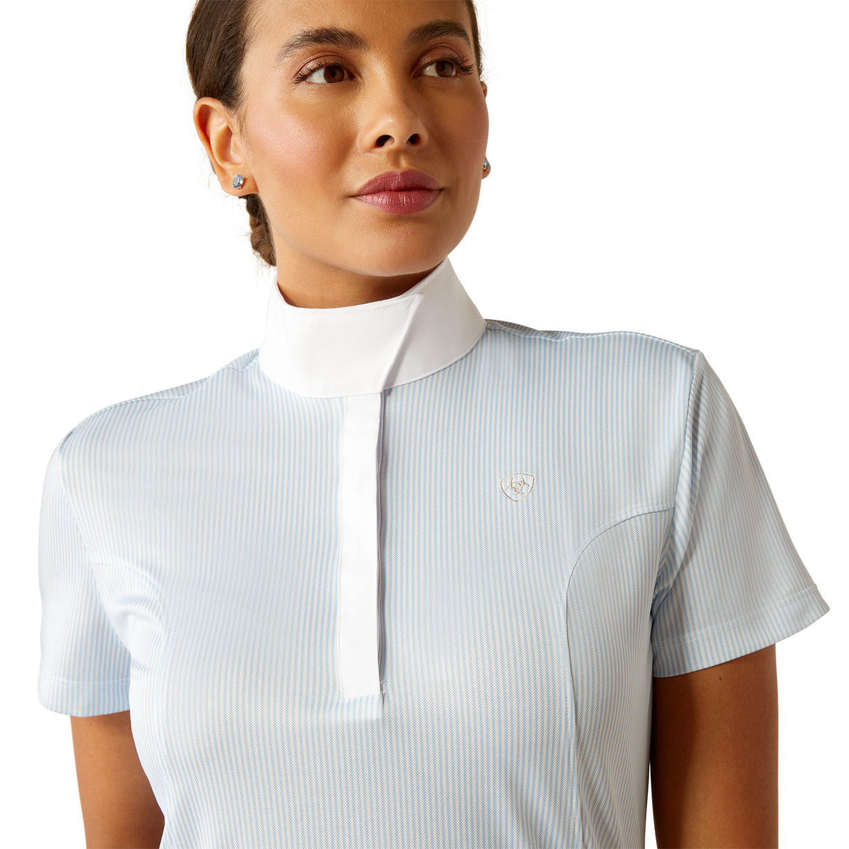 Ariat Women's Aptos Show Shirt in Blue Stripe Pattern Detail