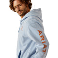 Ariat Men's Logo Hoodie in Light Blue Heather Colour Detail