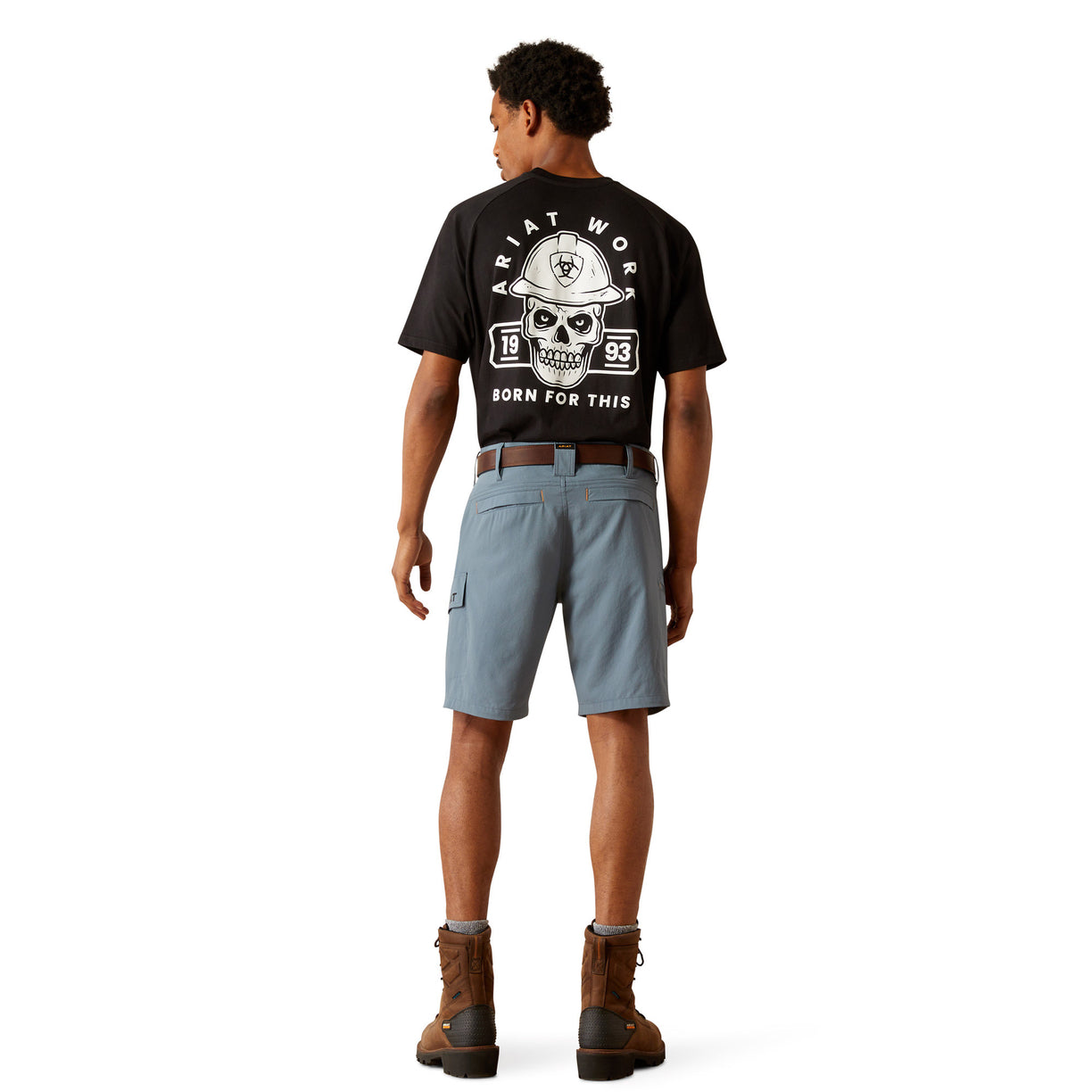 Light blue shorts with Ariat logo on a white background