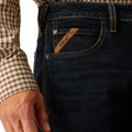 Ariat Men's M5 Straight Dexter Straight Jeans in dark blue denim - Detail