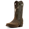 Ariat Men's Hybrid Roughstock Antler Cowboy Boot in wile taupe & espresso leather - Front