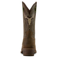 Ariat Men's Hybrid Roughstock Antler Cowboy Boot in wile taupe & espresso leather - Heel