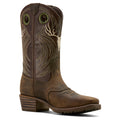Ariat Men's Hybrid Roughstock Antler Cowboy Boot in wile taupe & espresso leather - Angle