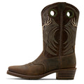 Ariat Men's Hybrid Roughstock Antler Cowboy Boot in wile taupe & espresso leather - Side