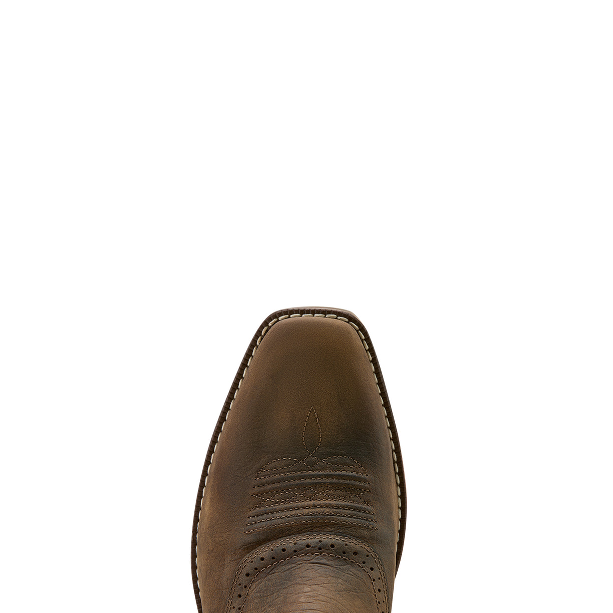 Ariat Men's Hybrid Roughstock Antler Cowboy Boot in wile taupe & espresso leather - Toe