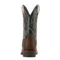 Ariat Men's Hybrid Ranchwork Waterproof Cowboy Boot in tavern taupe leather and dark denim - Heel