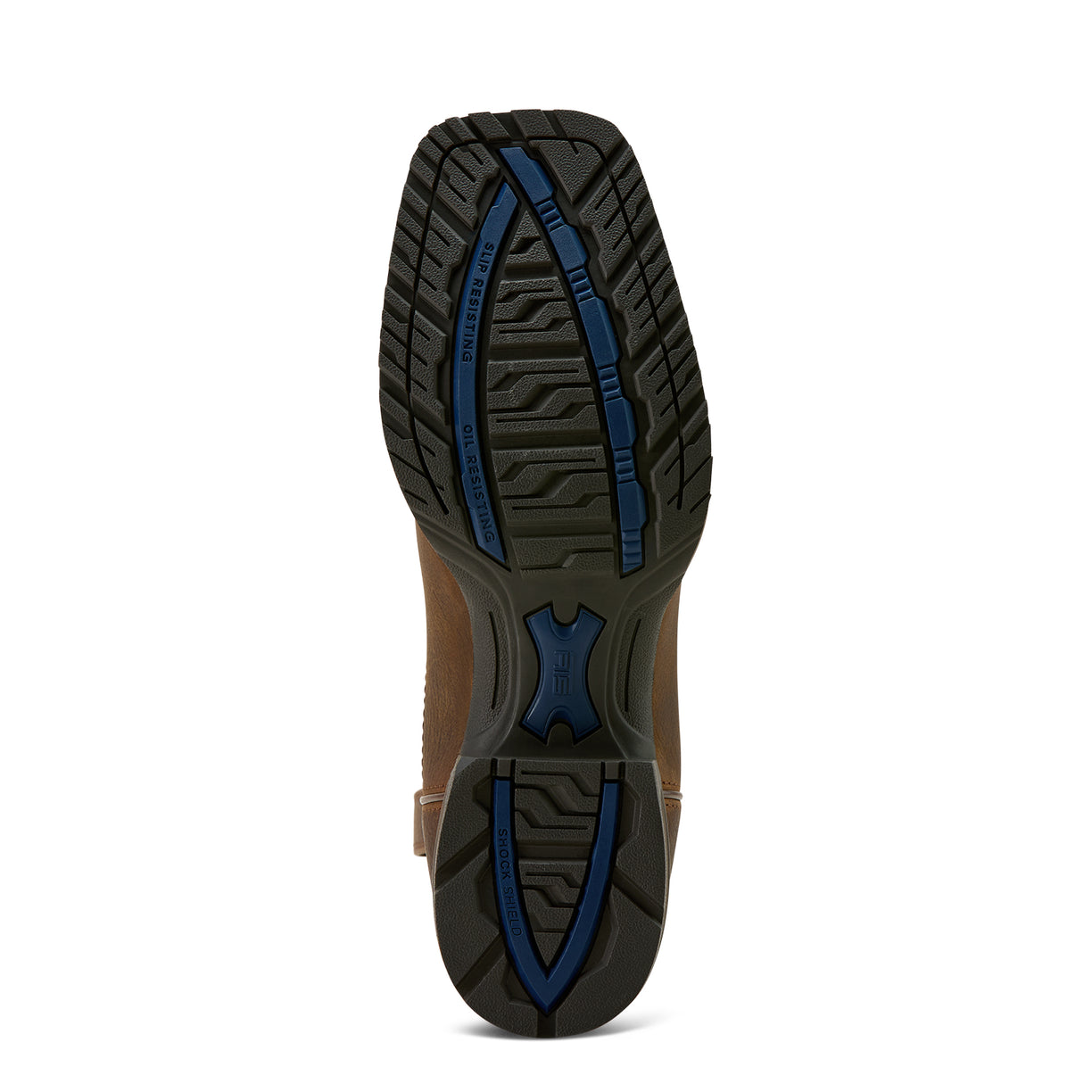 Ariat Men's Hybrid Ranchwork Waterproof Cowboy Boot in tavern taupe leather and dark denim - Sole