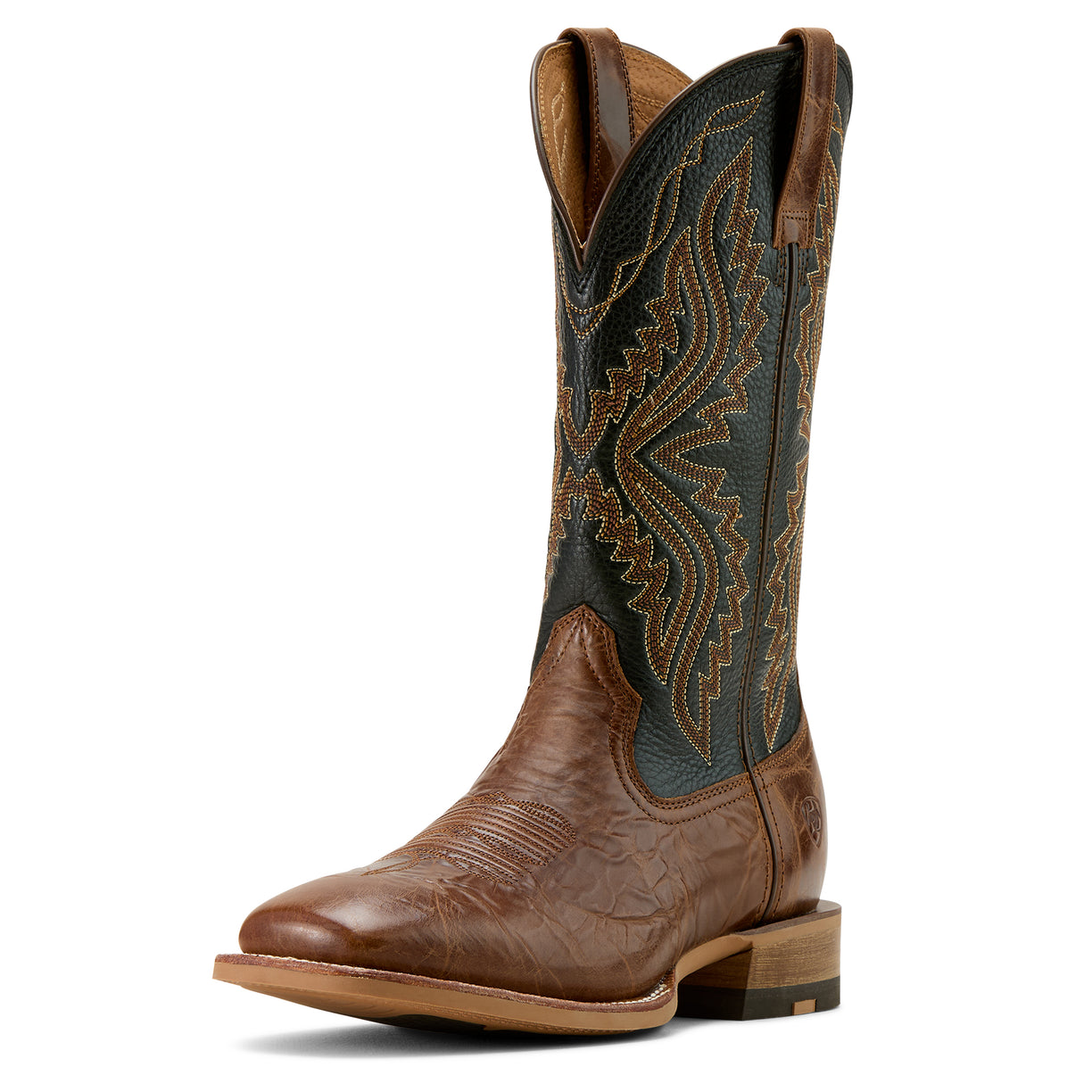 Ariat Men's Baxter Cowboy Boot in Dark Tan & Black Deertan Colour Front