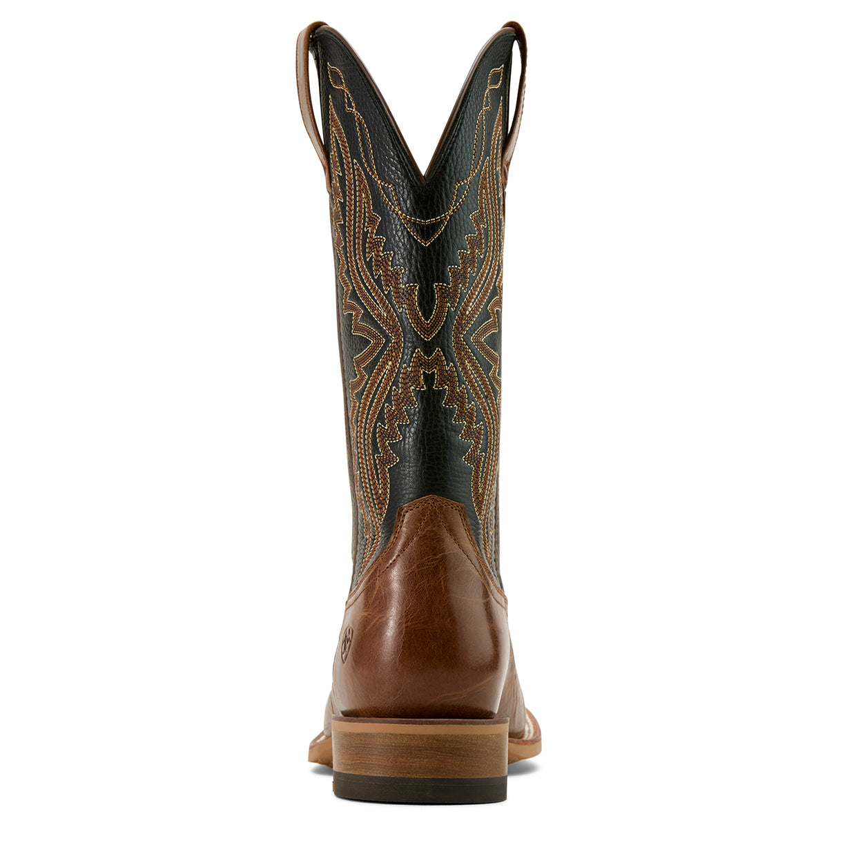 Ariat Men's Baxter Cowboy Boot in Dark Tan & Black Deertan Colour Heel