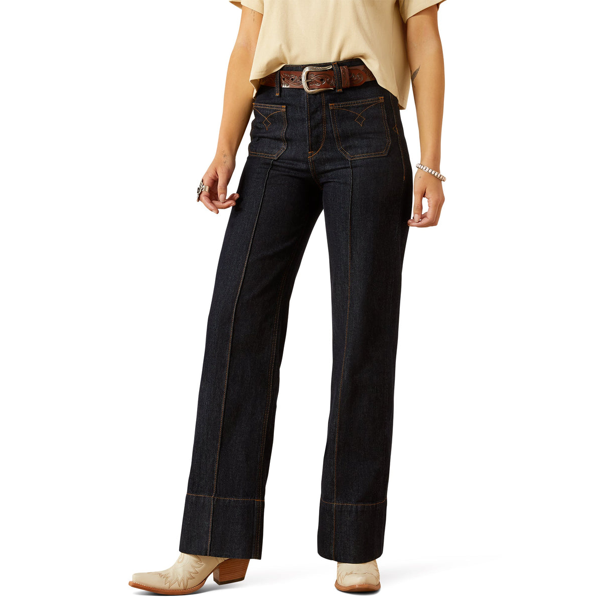 Ultra High Rise Tomboy Western Utility Wide Leg Jeans