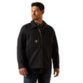 Man wearing a black jacket on a white background