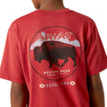Red t-shirt with Ariat logo and bison graphic on a white background