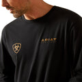 Black long-sleeve shirt with Ariat logo on a white background