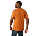 Man wearing an orange t-shirt on a white background