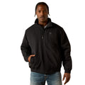 Man wearing a black jacket on a white background