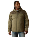 Man wearing a green jacket on a white background