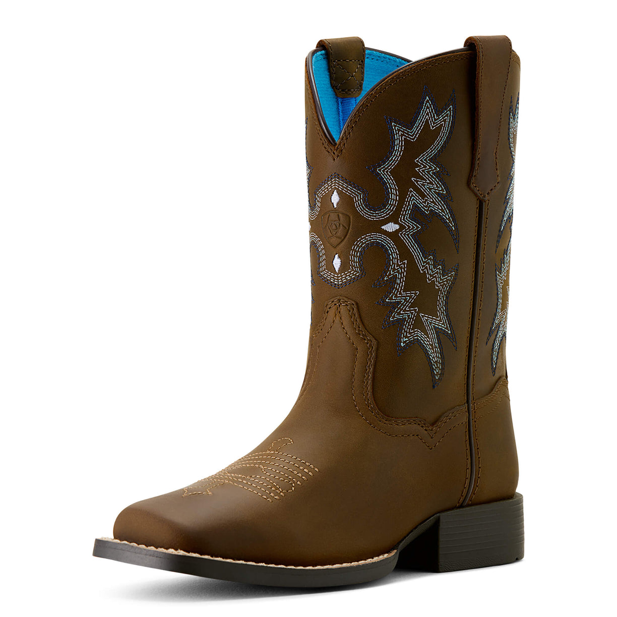Ariat Kids' Tombstone Western Boot in distressed brown leather -  Front