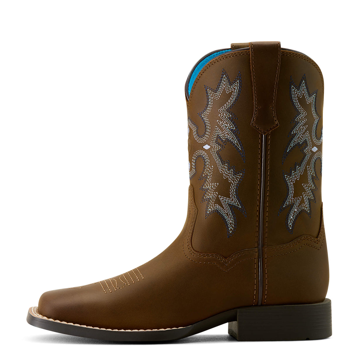Ariat Kids' Tombstone Western Boot in distressed brown leather -  Side