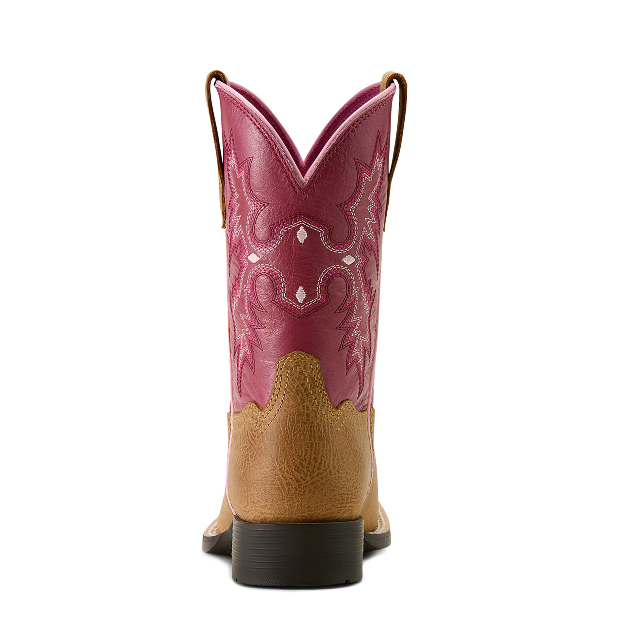 Ariat Kids' Tombstone Western Boot in brown leather and red -  Heel