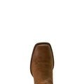 Brown leather boot on a white background