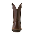 Brown leather cowboy boot on a white background