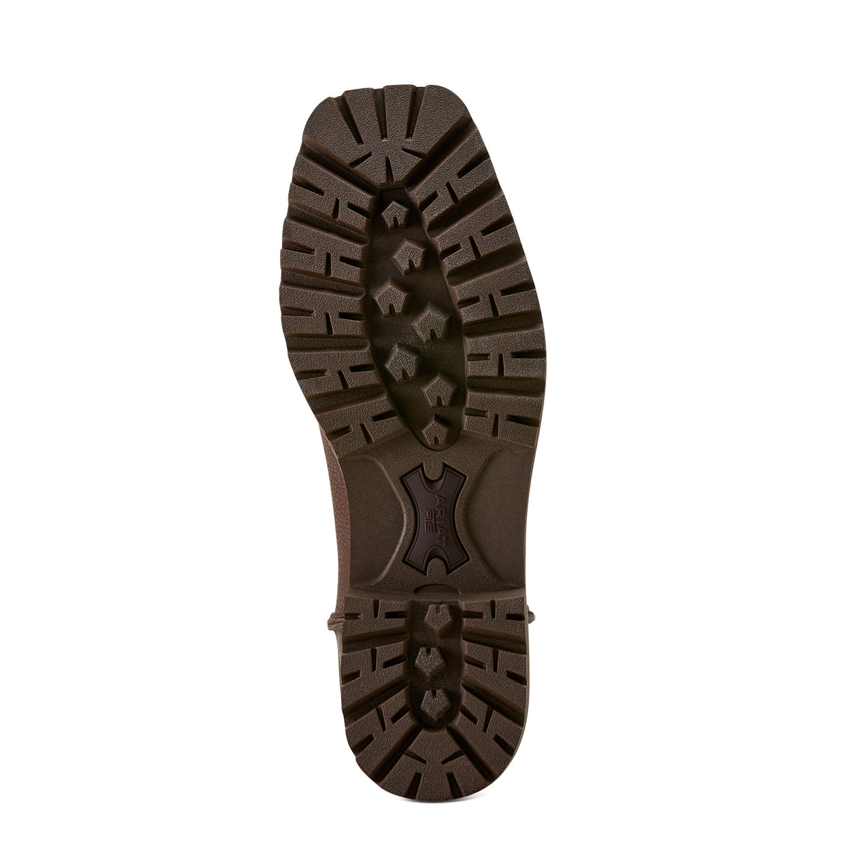 Close-up of a brown boot sole on a white background