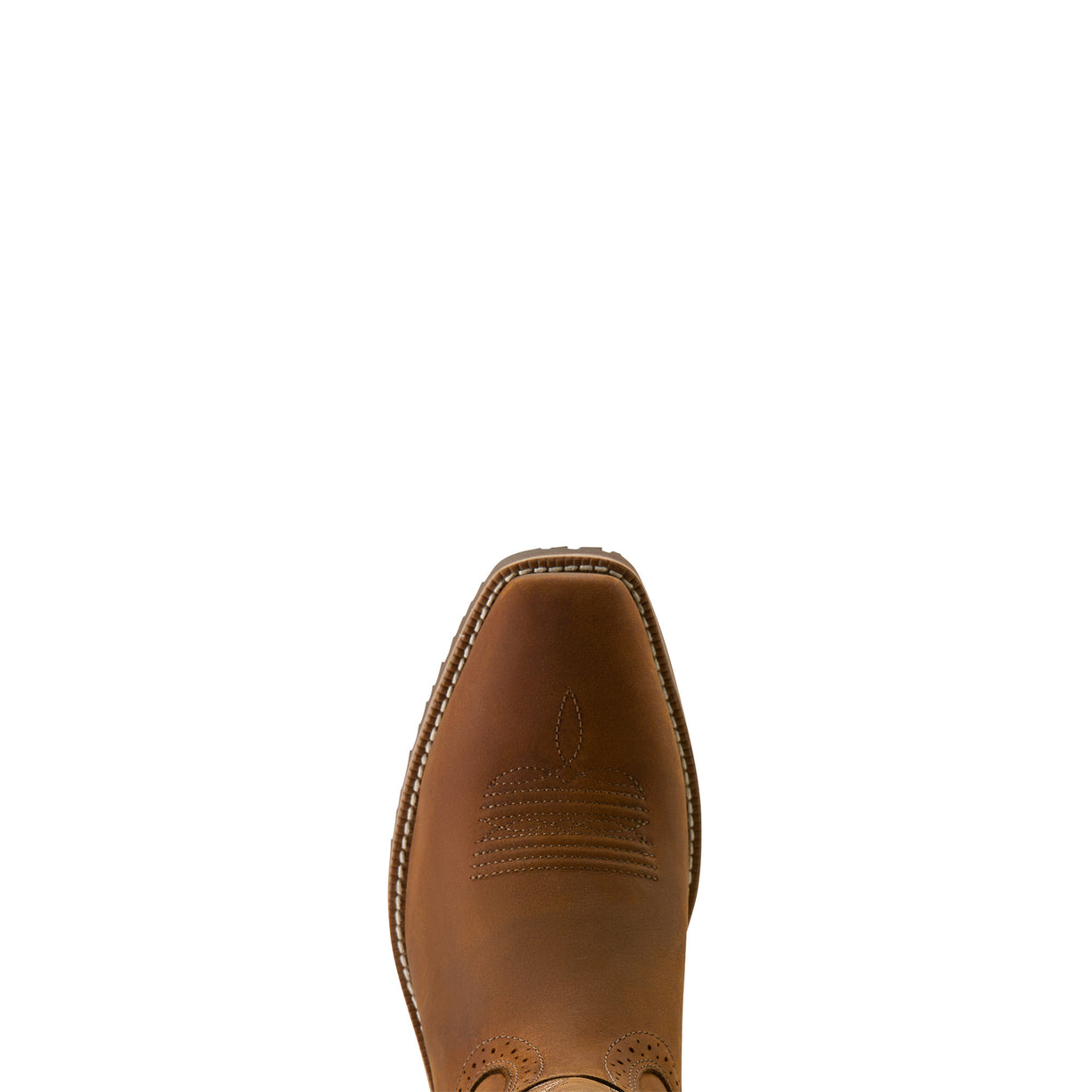 Brown leather boot sole on a white background