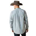 Man wearing a checkered shirt and cowboy hat on a white background