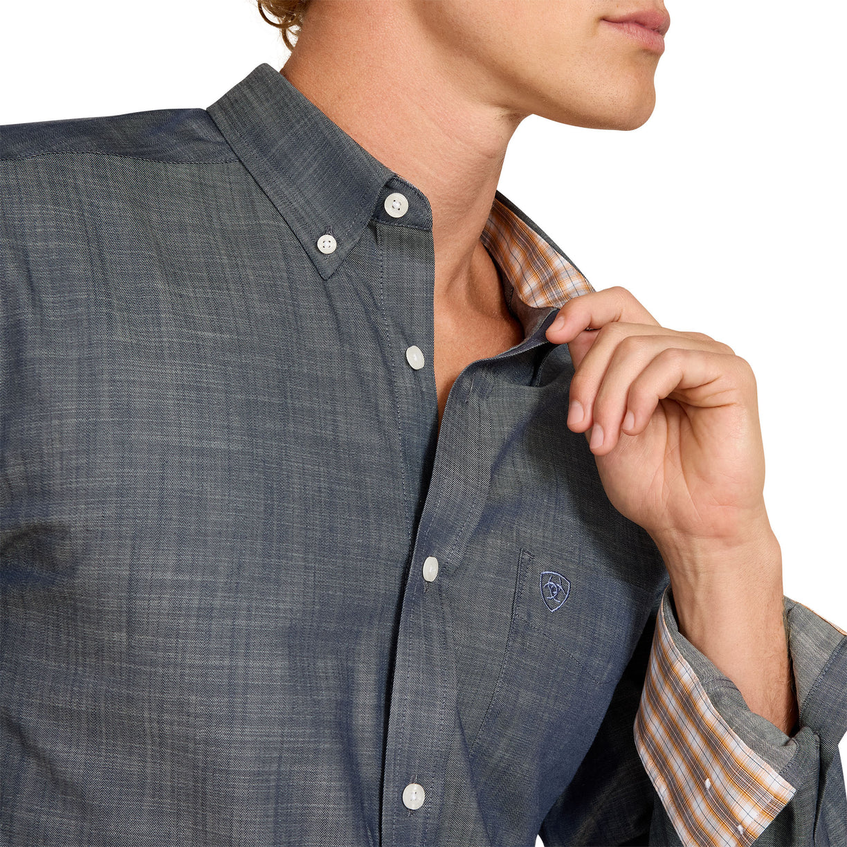 Wrinkle Free Ariat Solid Pinpoint Oxford Fitted Shirt