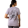 Purple ash Ariat Work graphic tee featuring a skull and hard hat design, shown from the back