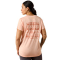 "Working Hard As A Mother" graphic on the back of the Ariat Rebar Evolution Mother V-Neck T-Shirt in peach heather, back view