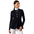 Woman wearing the Ariat Allure Show Coat in navy with tailored lapel and hidden front zip