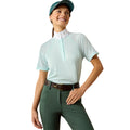 Ariat Aptos Vent 2.0 Show Shirt in mint green with tiger stripe mesh shoulder panels