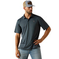 Dark slate blue short sleeve polo shirt with embroidered logo