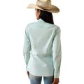 Person wearing a light green striped shirt and a straw hat on a white background