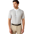 Man wearing the Ariat TEK Show Shirt in light grey with white collar