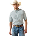 Ariat Pro Series Proctor Classic Fit Shirt, a checked short-sleeve style tucked with a western belt buckle.
