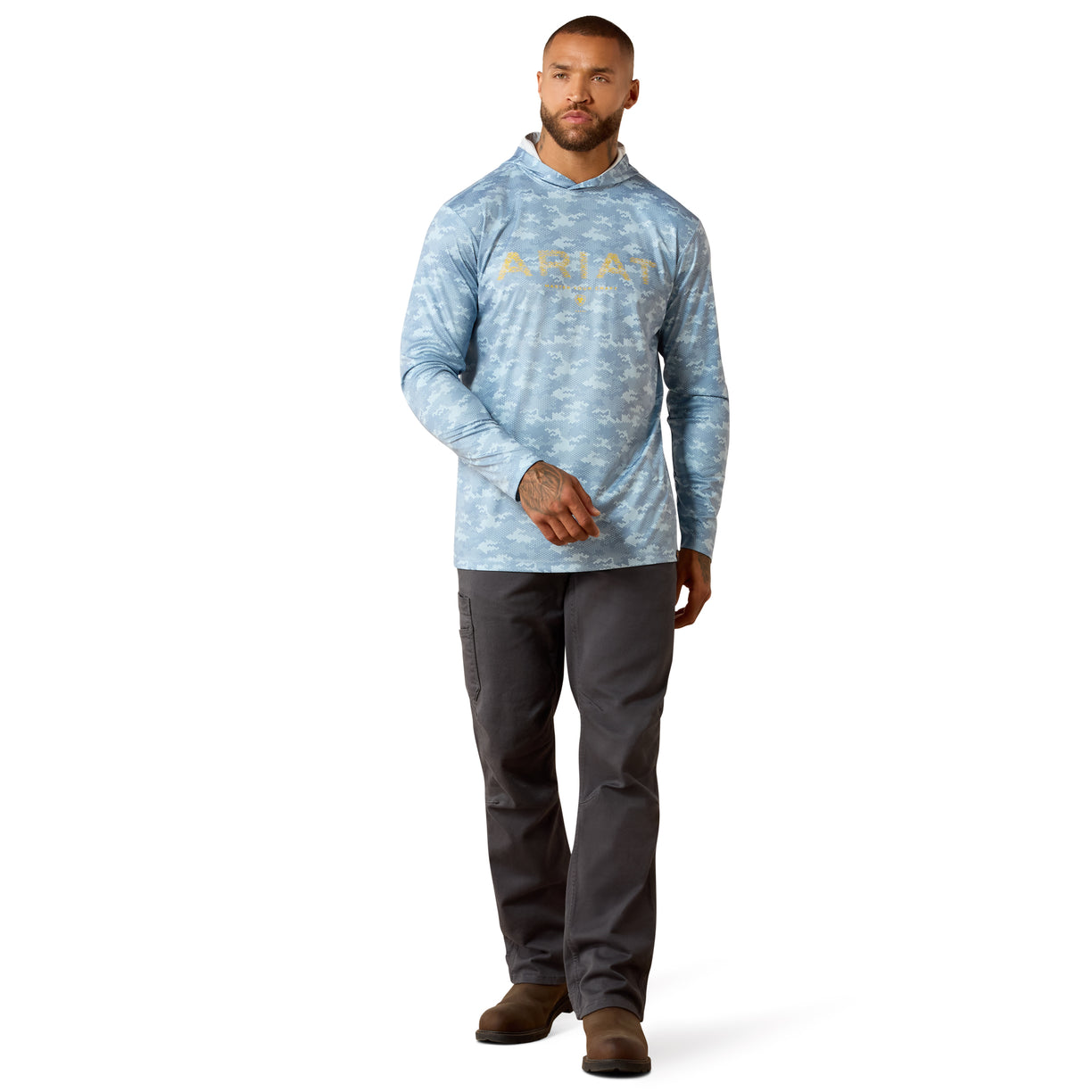 Rebar Sunblocker Printed Craft Hooded Long Sleeve T-Shirt