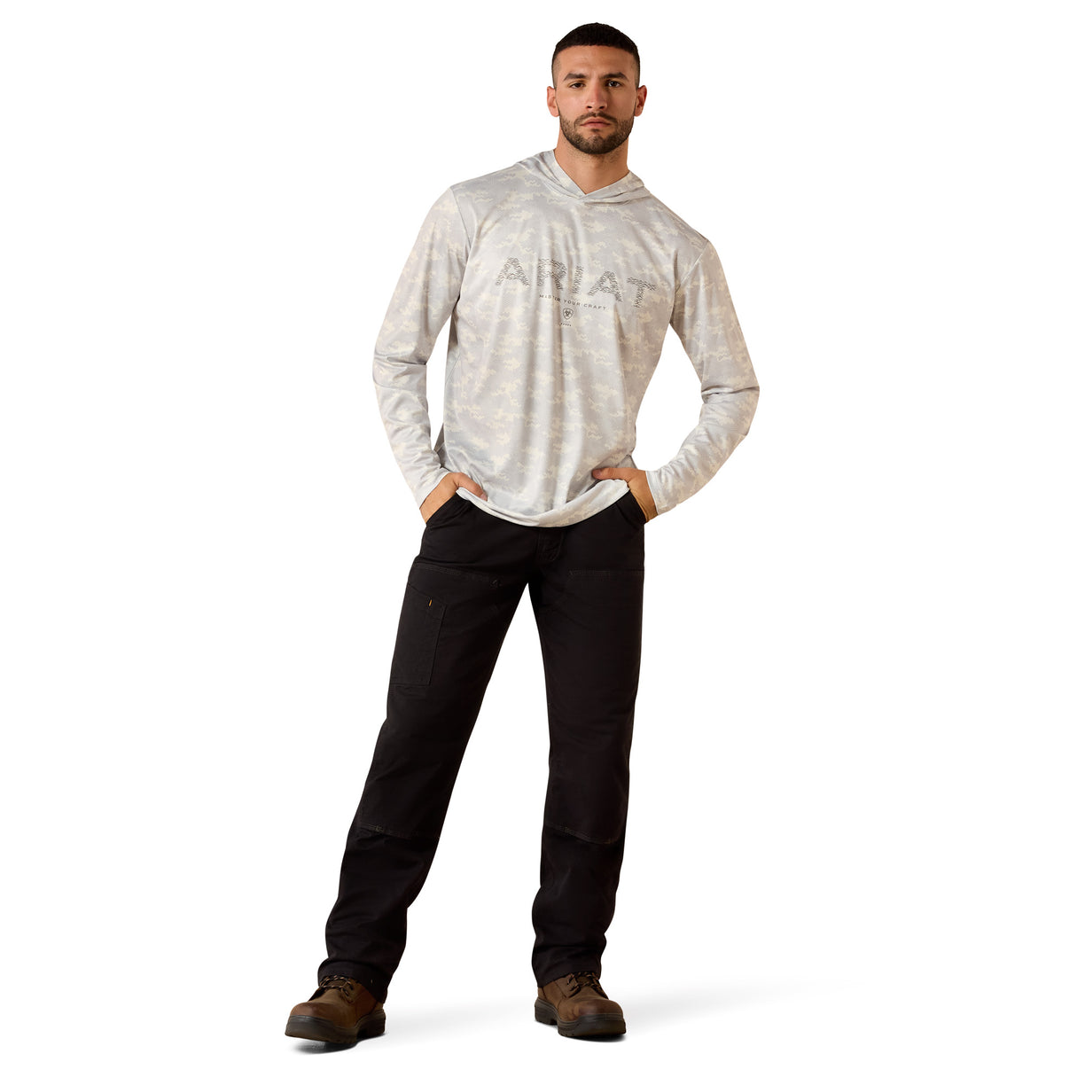 Rebar Sunblocker Printed Craft Hooded Long Sleeve T-Shirt