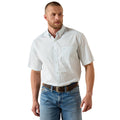 Ariat Packert Classic Fit Shirt in white with a small teal medallion print.