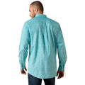 Man wearing a light blue shirt on a white background
